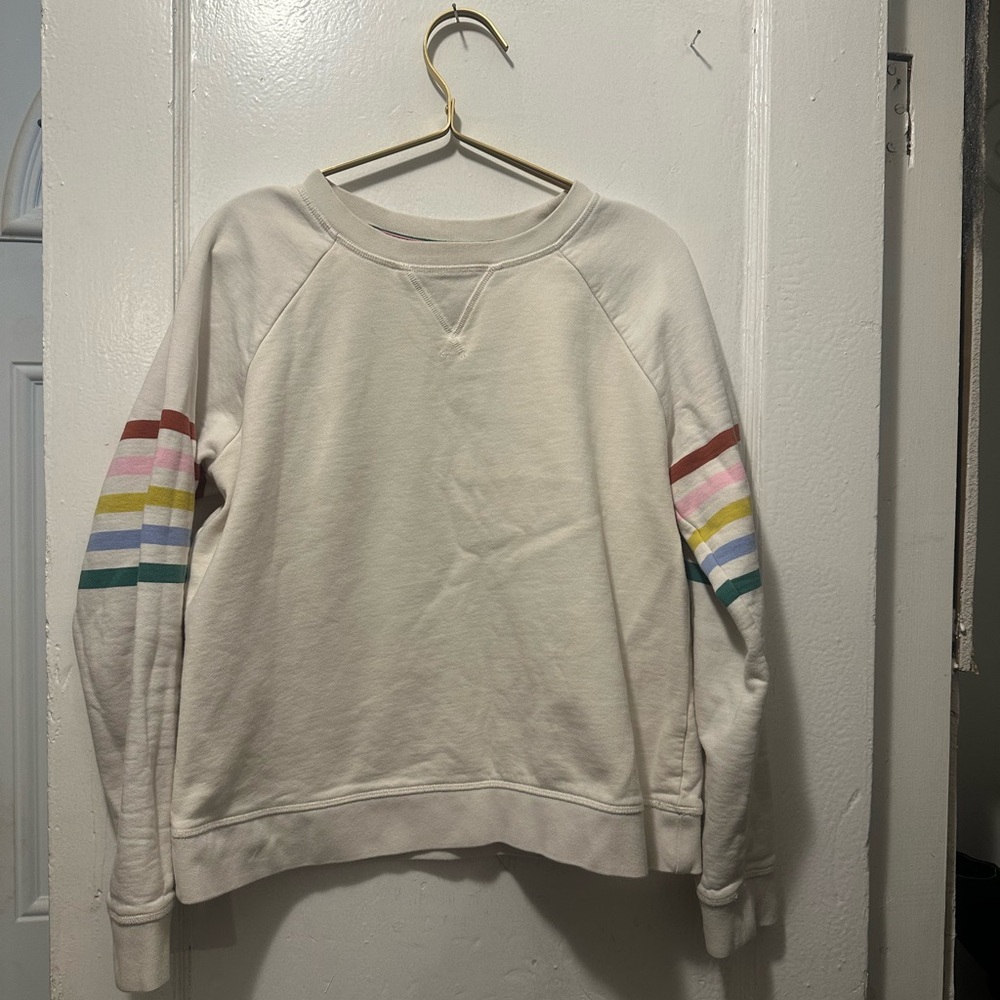 Boden Cream Sweater with Multicolor Stripes